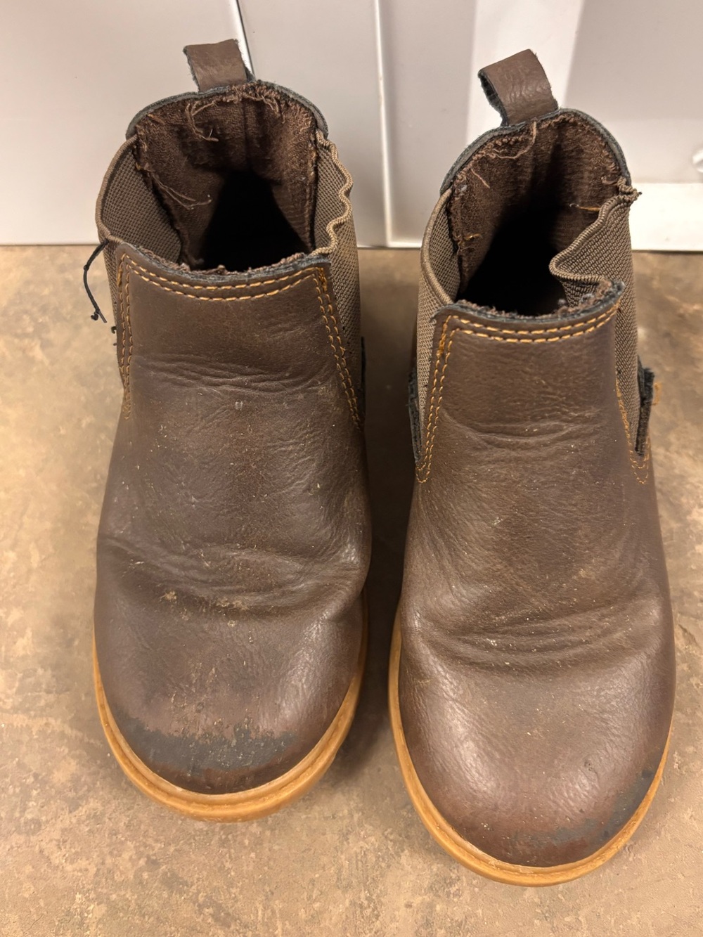 Brown Leather ankle Boots - Slip-On Ankle Work Boots 10 boys